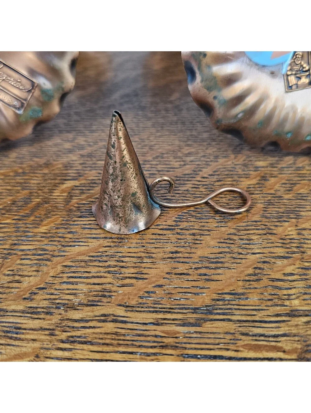 Vintage Gregorian Solid Copper Candle Holders Pair with Candle Snuffer